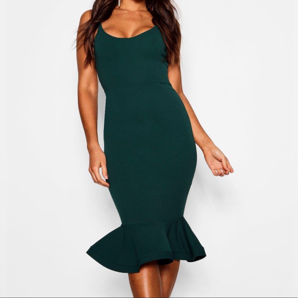 Peplum Frill Hem Strappy Midi Dress